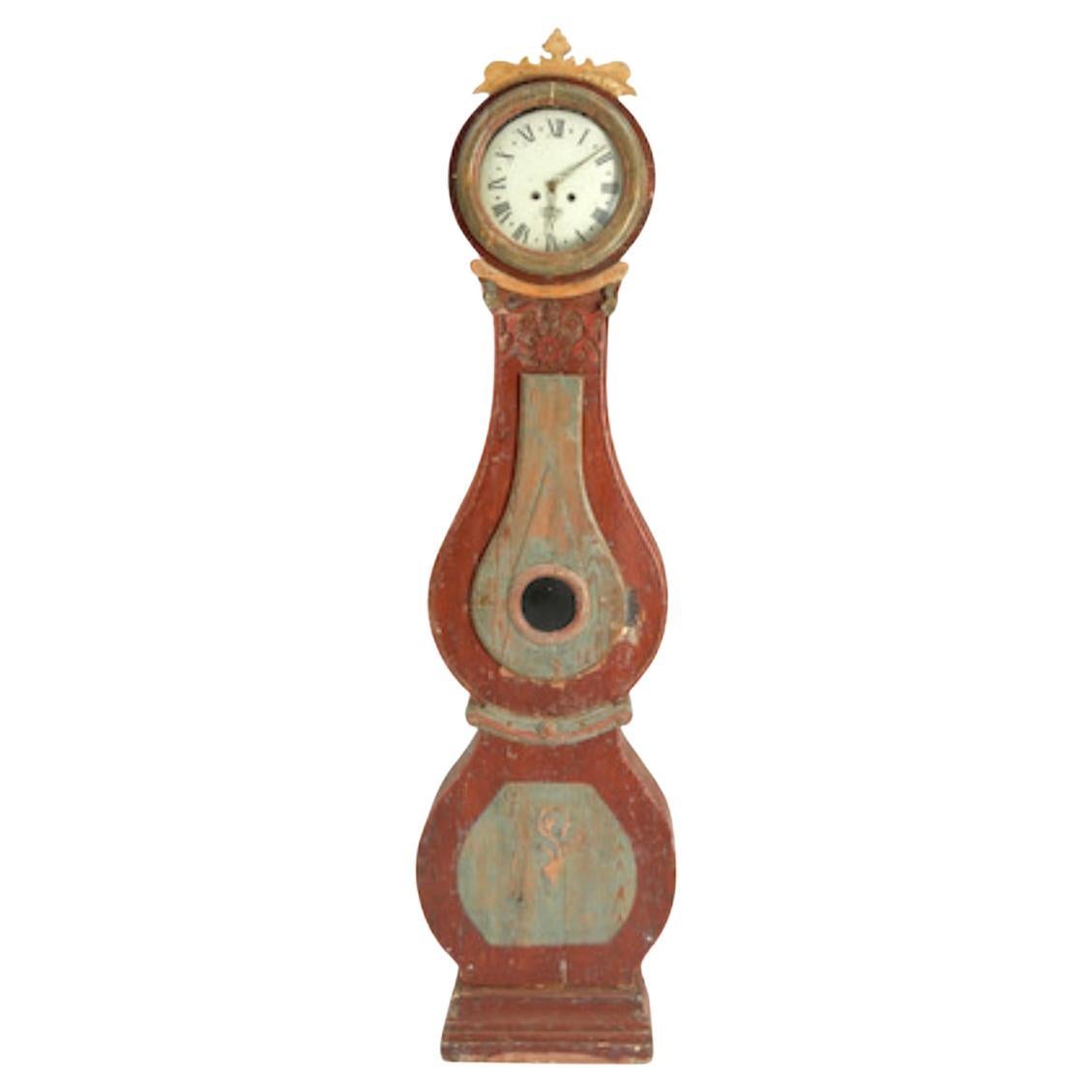 19th Century Swedish Painted Longcase Mora Clock