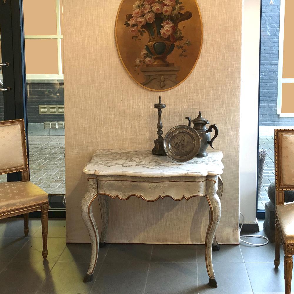 19th Century Swedish Painted Marble Top Console For Sale 6