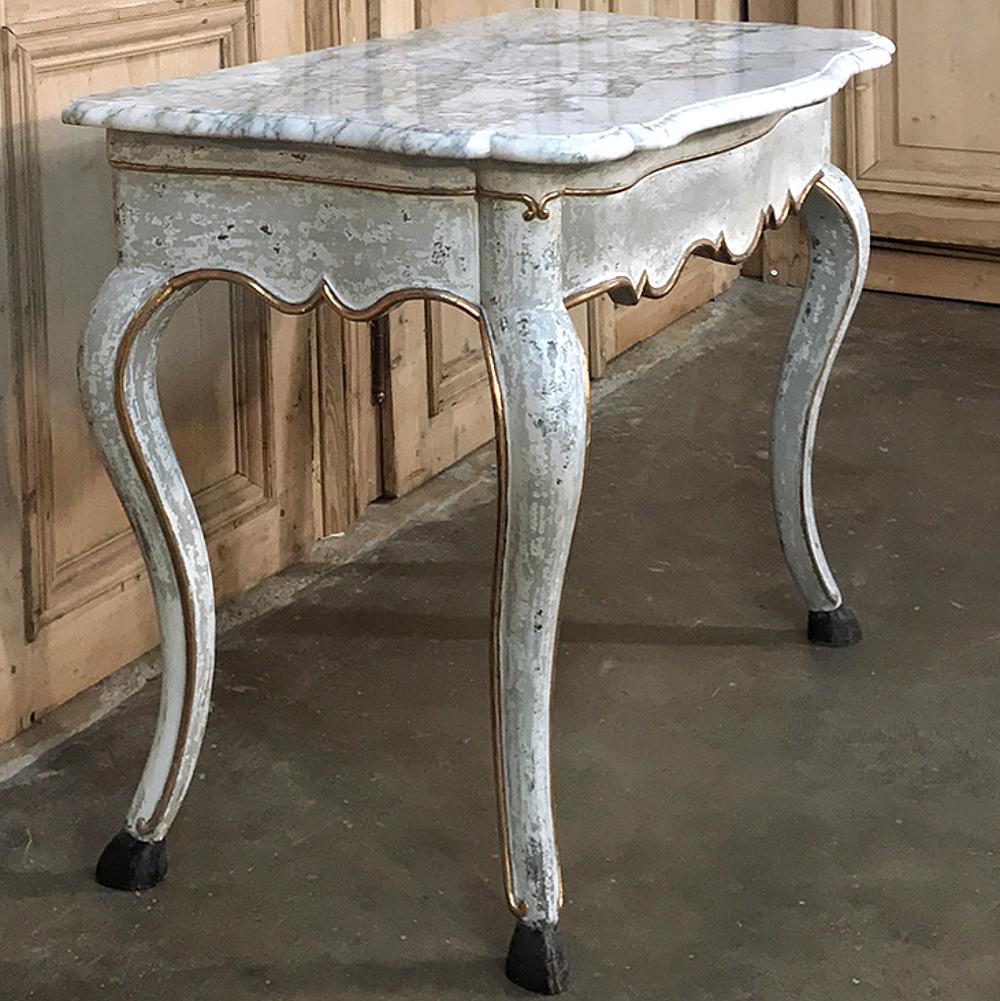 Gustavien Console suédoise du 19ème siècle avec plateau en marbre peint en vente