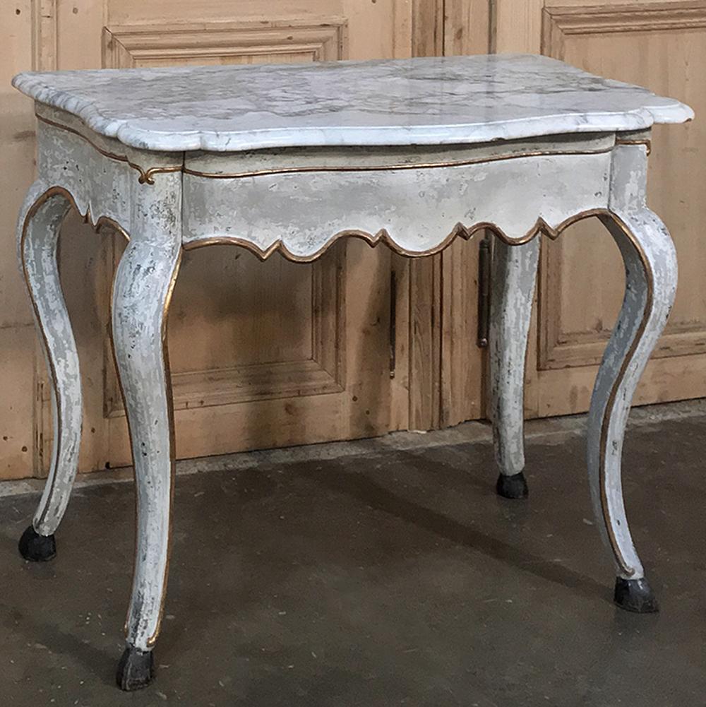 19th Century Swedish Painted Marble Top Console In Good Condition For Sale In Dallas, TX