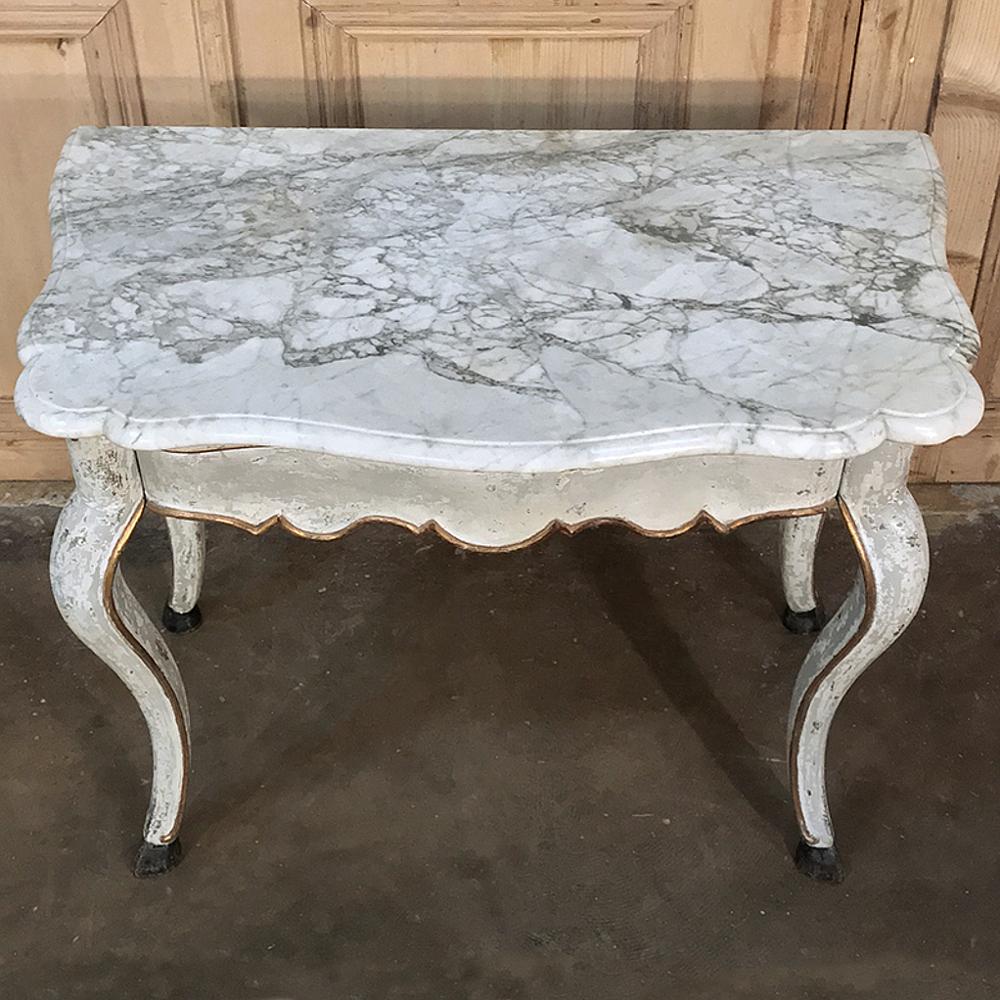 Wood 19th Century Swedish Painted Marble Top Console