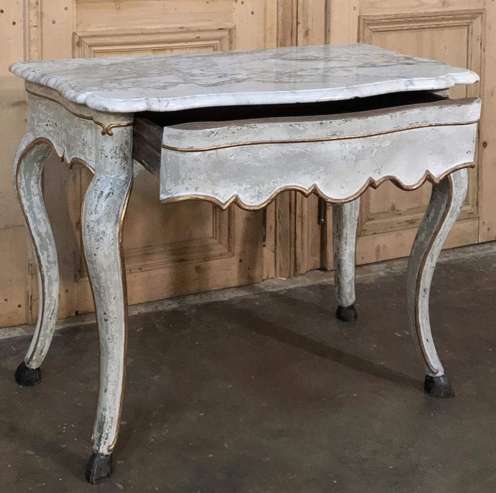 19th Century Swedish Painted Marble Top Console 1