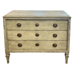 Coffre néoclassique suédois peint du 19ème siècle