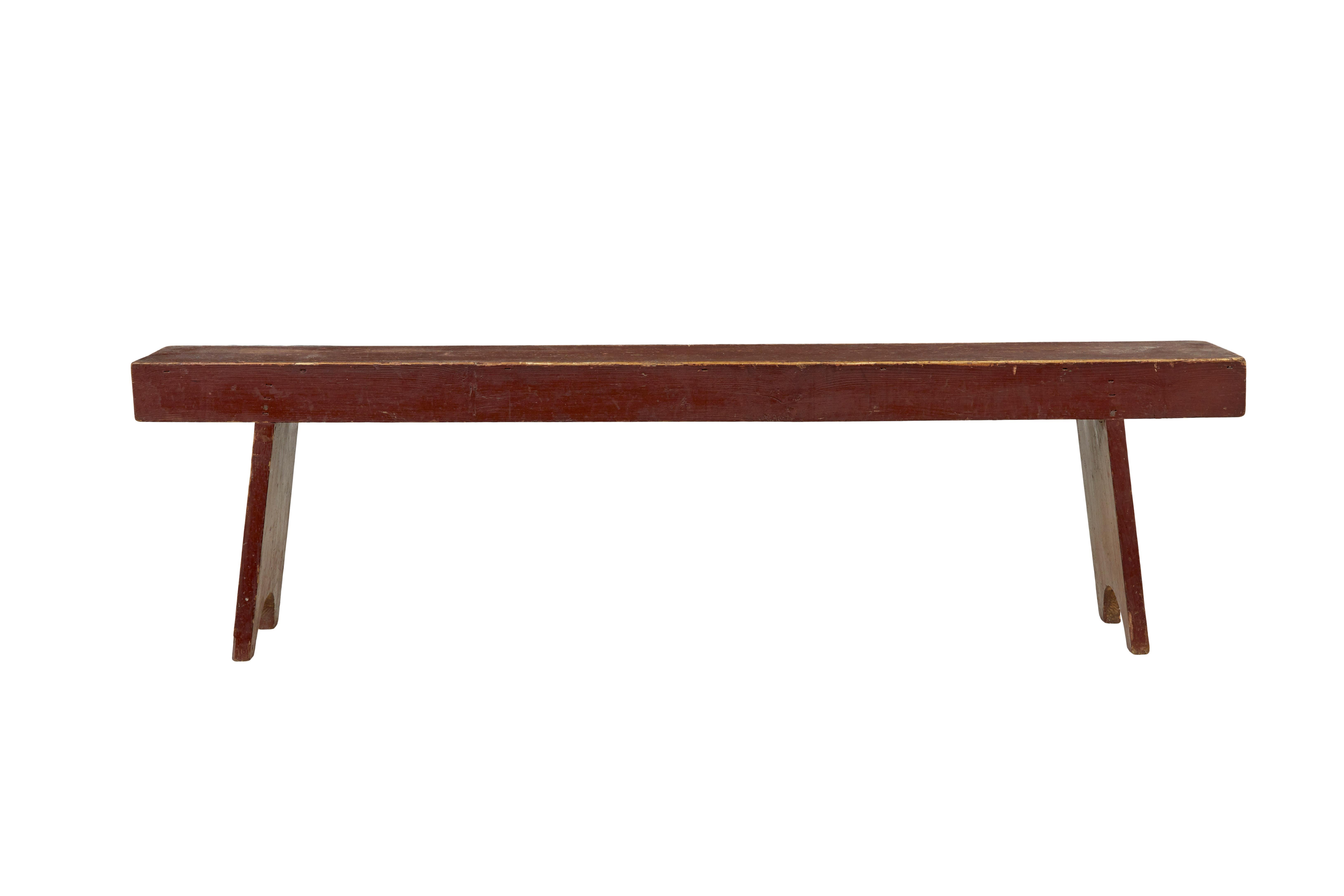 Rustic 19th century Swedish painted pine bench
