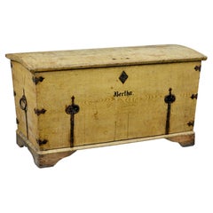 19th century Swedish painted pine blanket chest