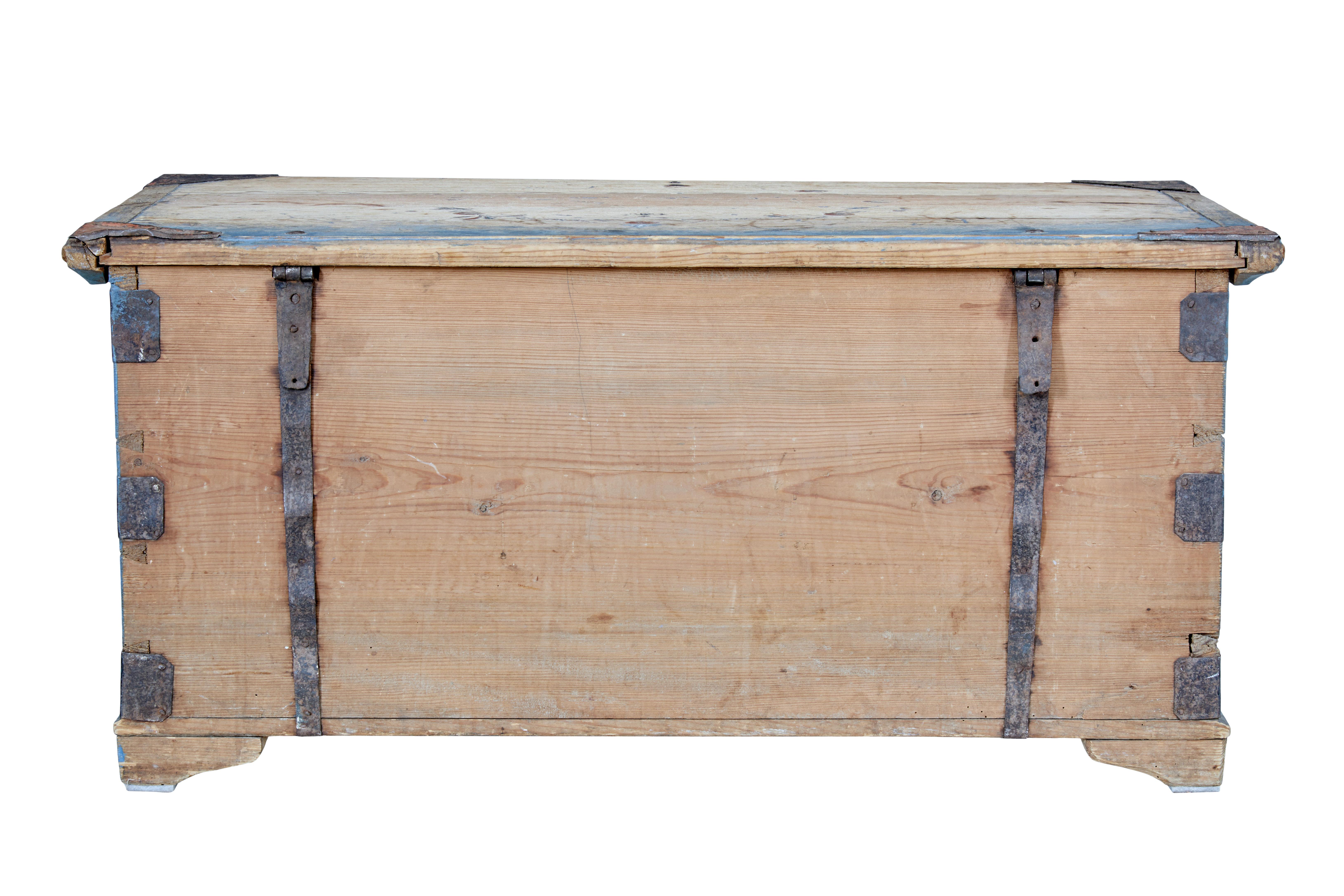 Hand-Crafted 19th Century Swedish Painted Pine Chest