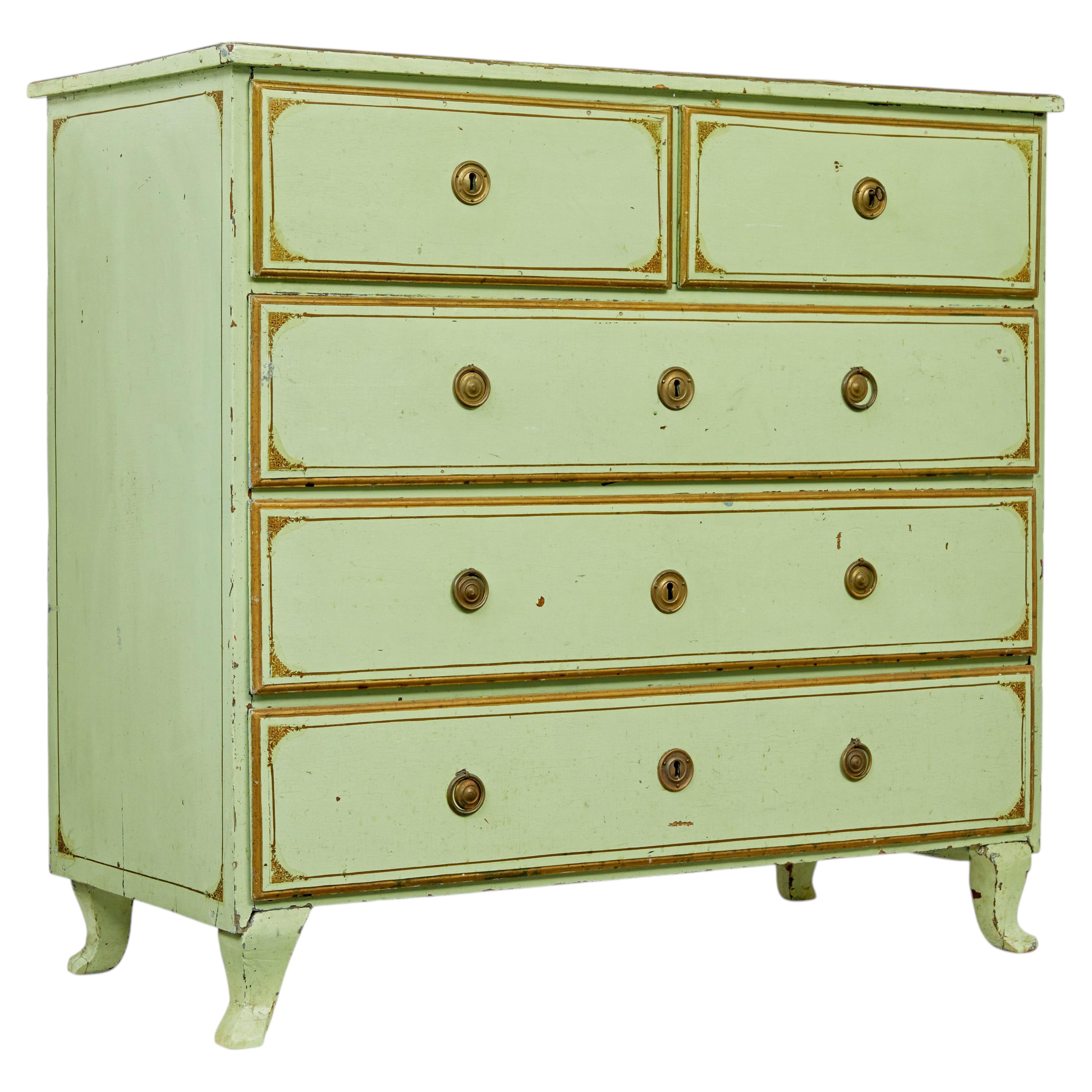 19th century Swedish painted pine chest of drawers
