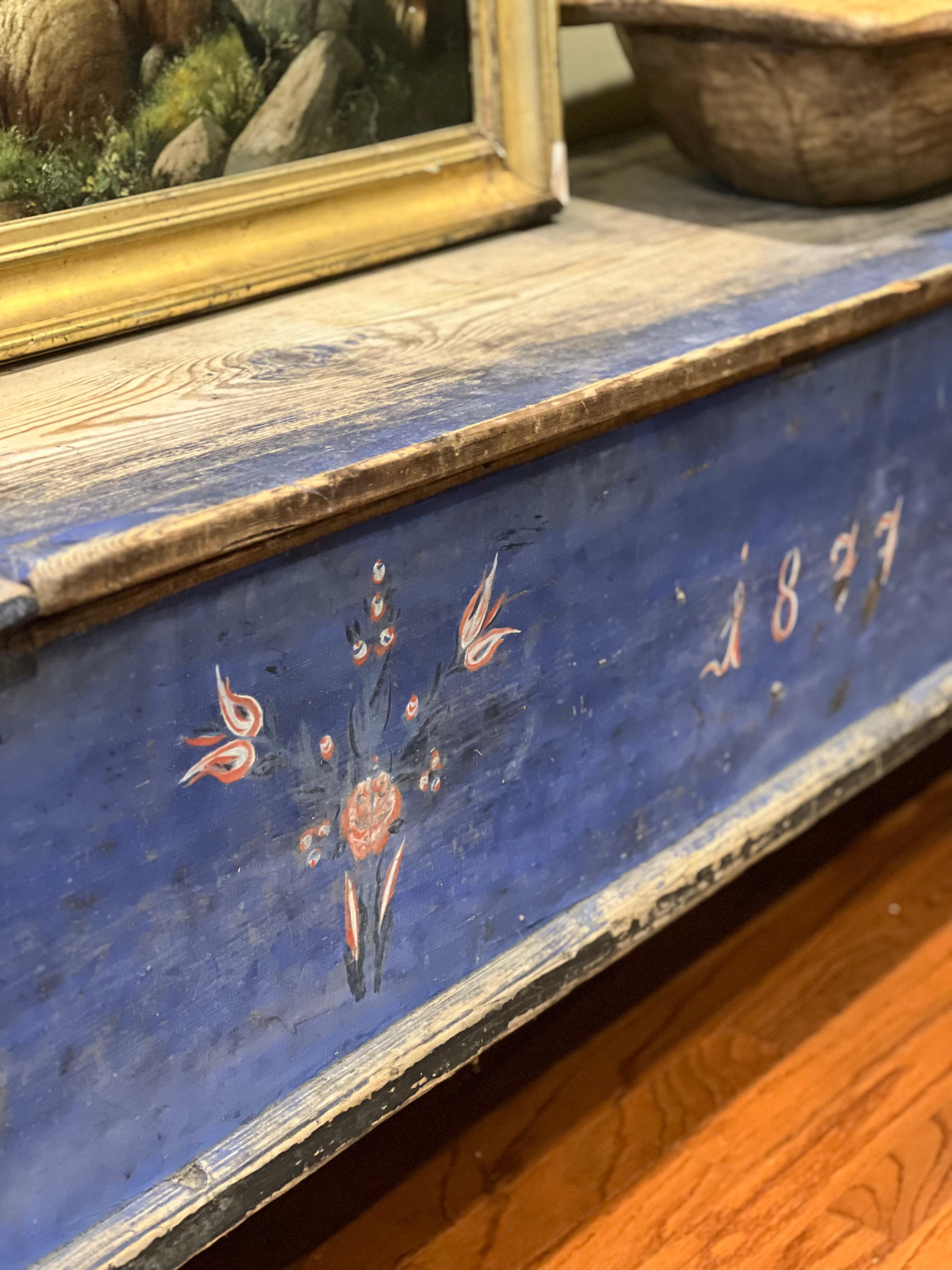 19th Century Swedish Painted Pine Chest or Bench 9