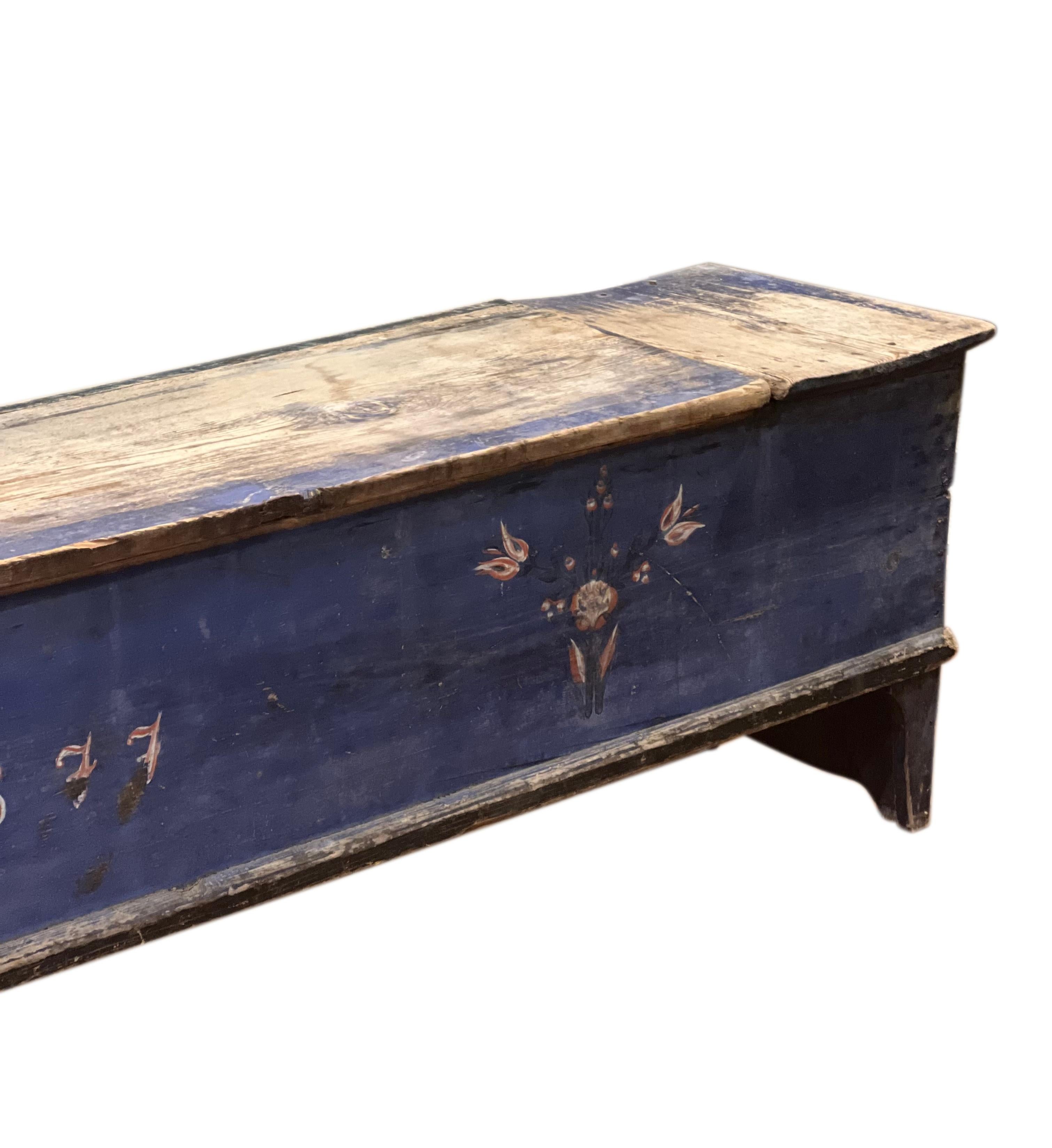 19th Century Swedish Painted Pine Chest or Bench 1