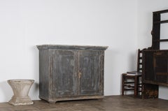 19th Century Swedish Painted Pine Cupboard Storage Original Grey Rustic Finish
