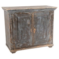 19th Century Swedish Painted Pine Cupboard Storage Original Grey Rustic Finish