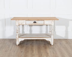 19th Century Swedish Painted Pine Cutting Table with Drawer