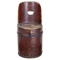19th century Swedish painted pine dug out chair