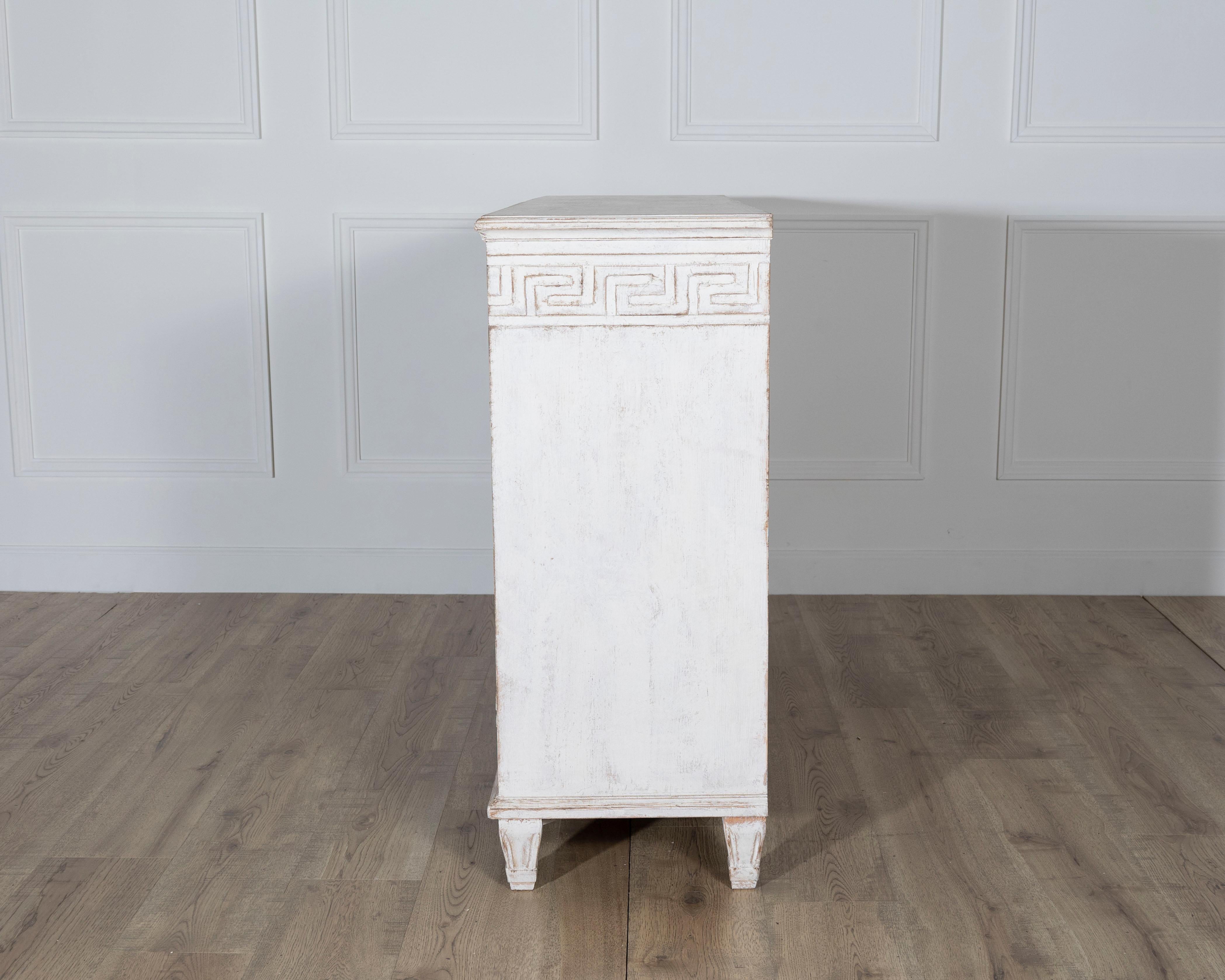 19th Century Swedish Painted Pine Sideboard with Greek Key Frieze For Sale 7