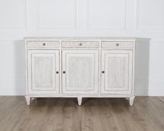 19th Century Swedish Painted Pine Sideboard with Greek Key Frieze