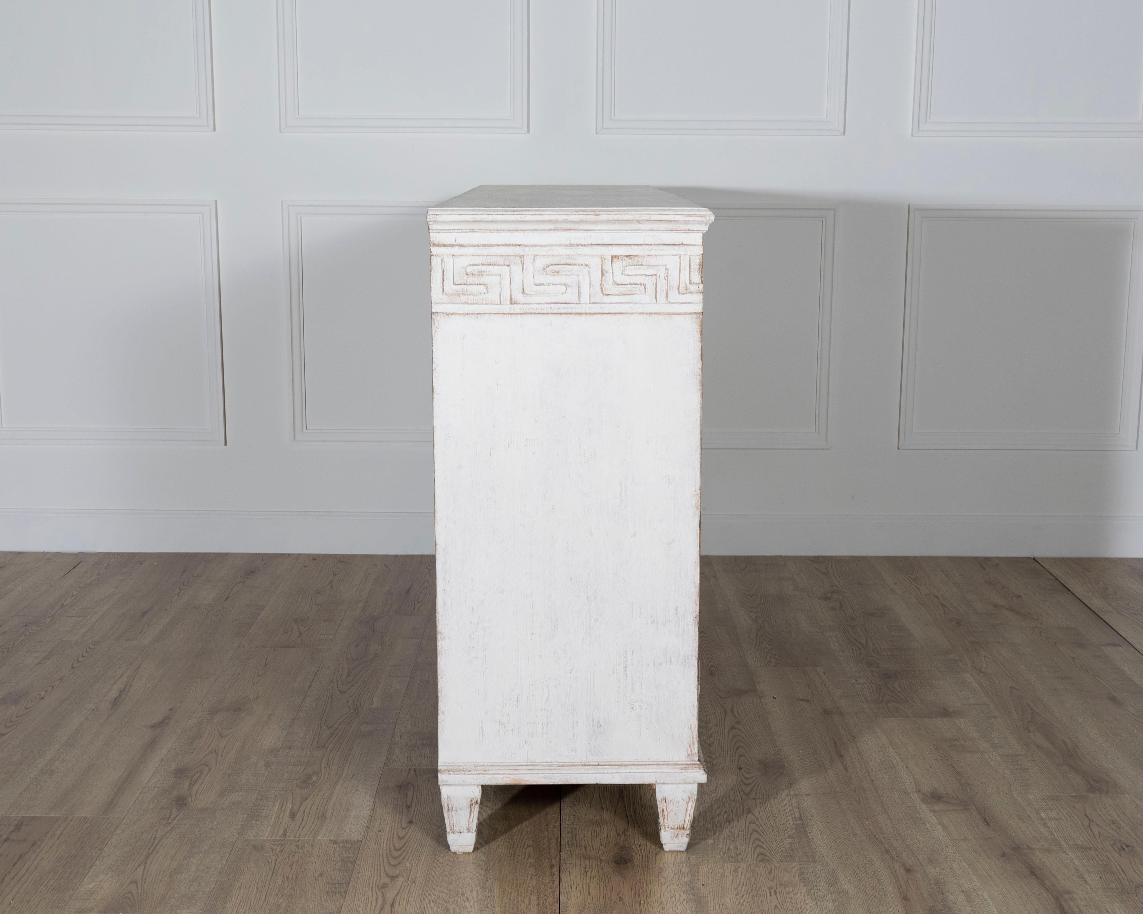 19th Century Swedish Painted Pine Sideboard with Greek Key Frieze For Sale 4