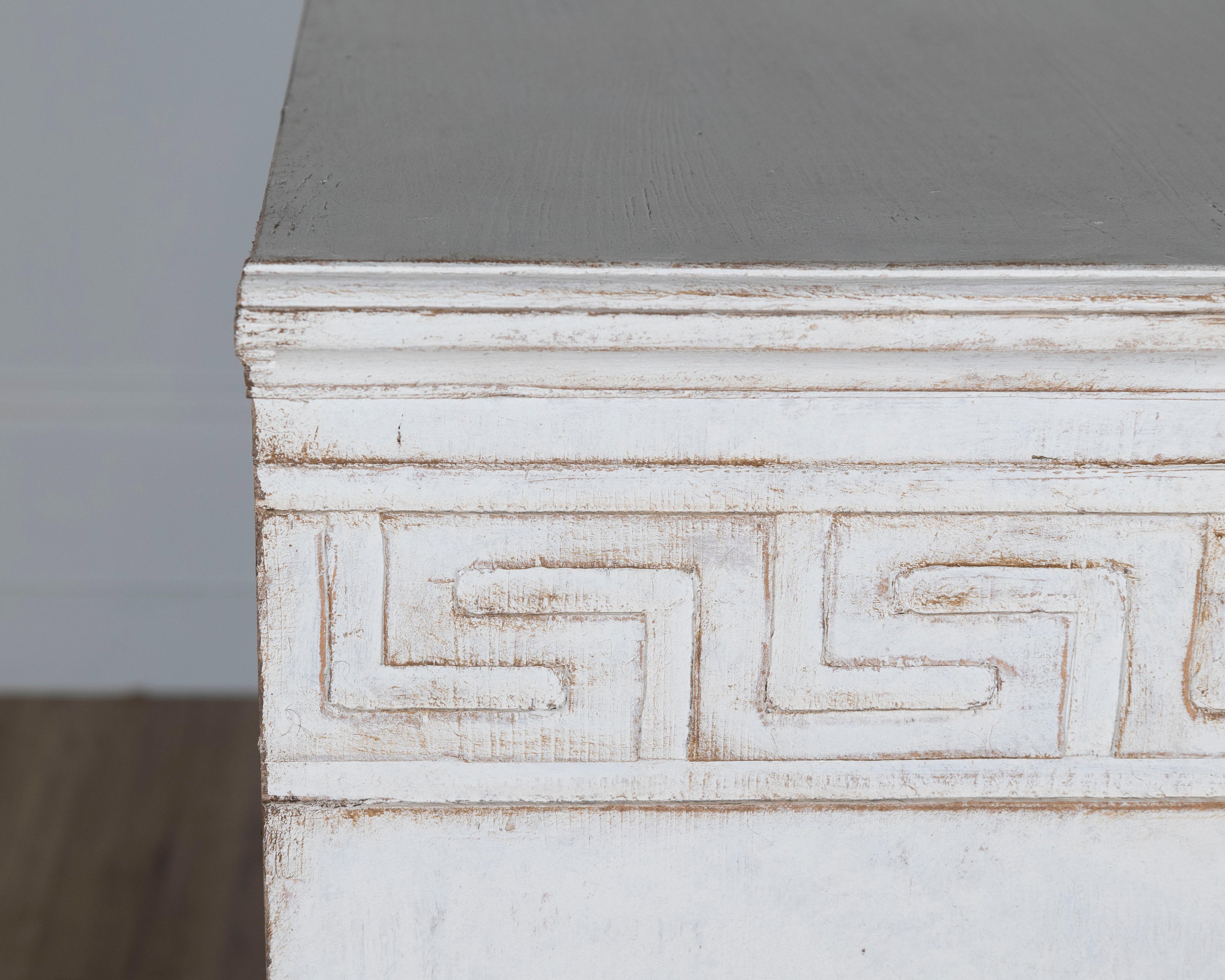 19th Century Swedish Painted Pine Sideboard with Greek Key Frieze For Sale 5