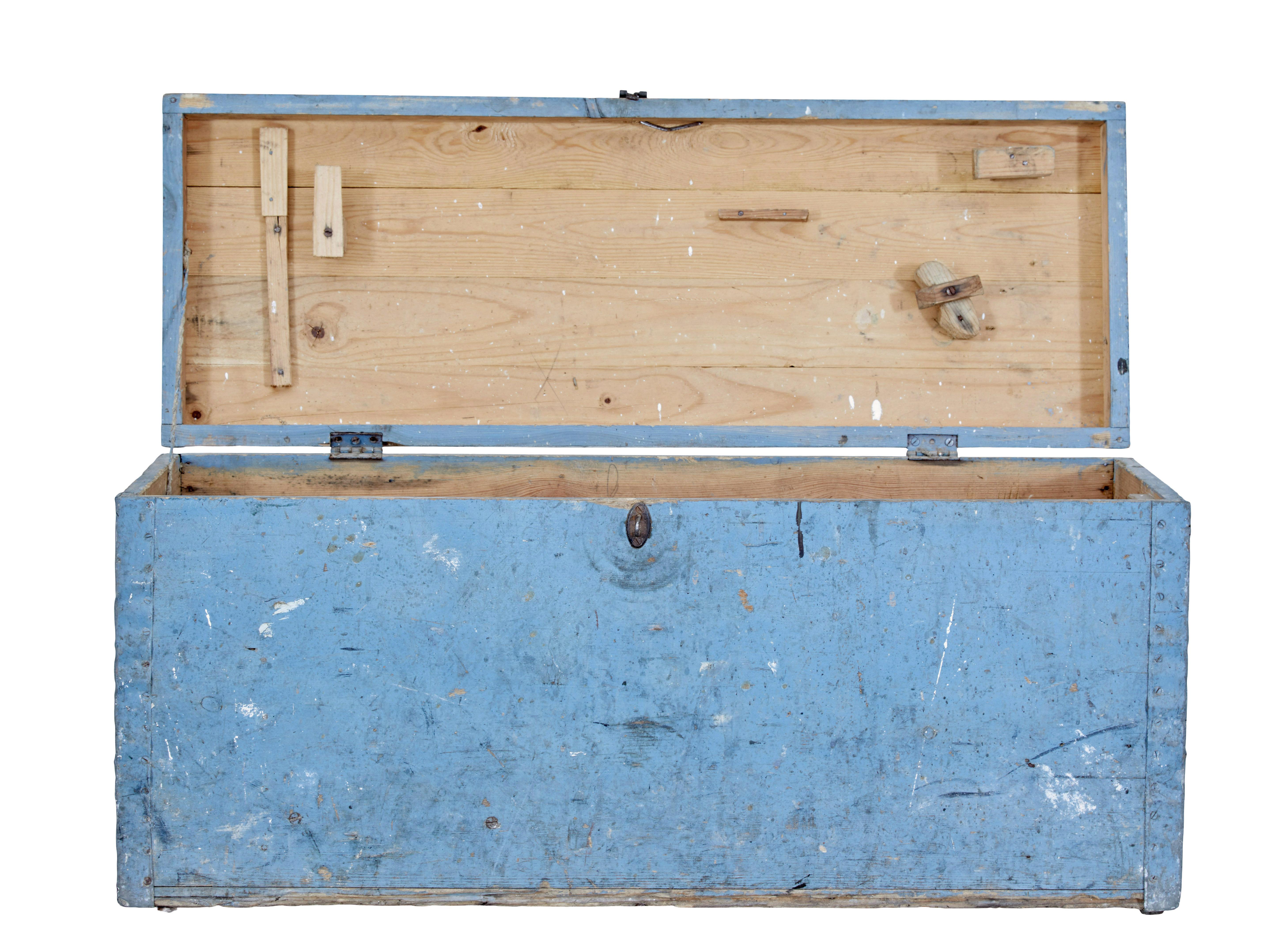 Rustic 19th century Swedish painted pine tool box