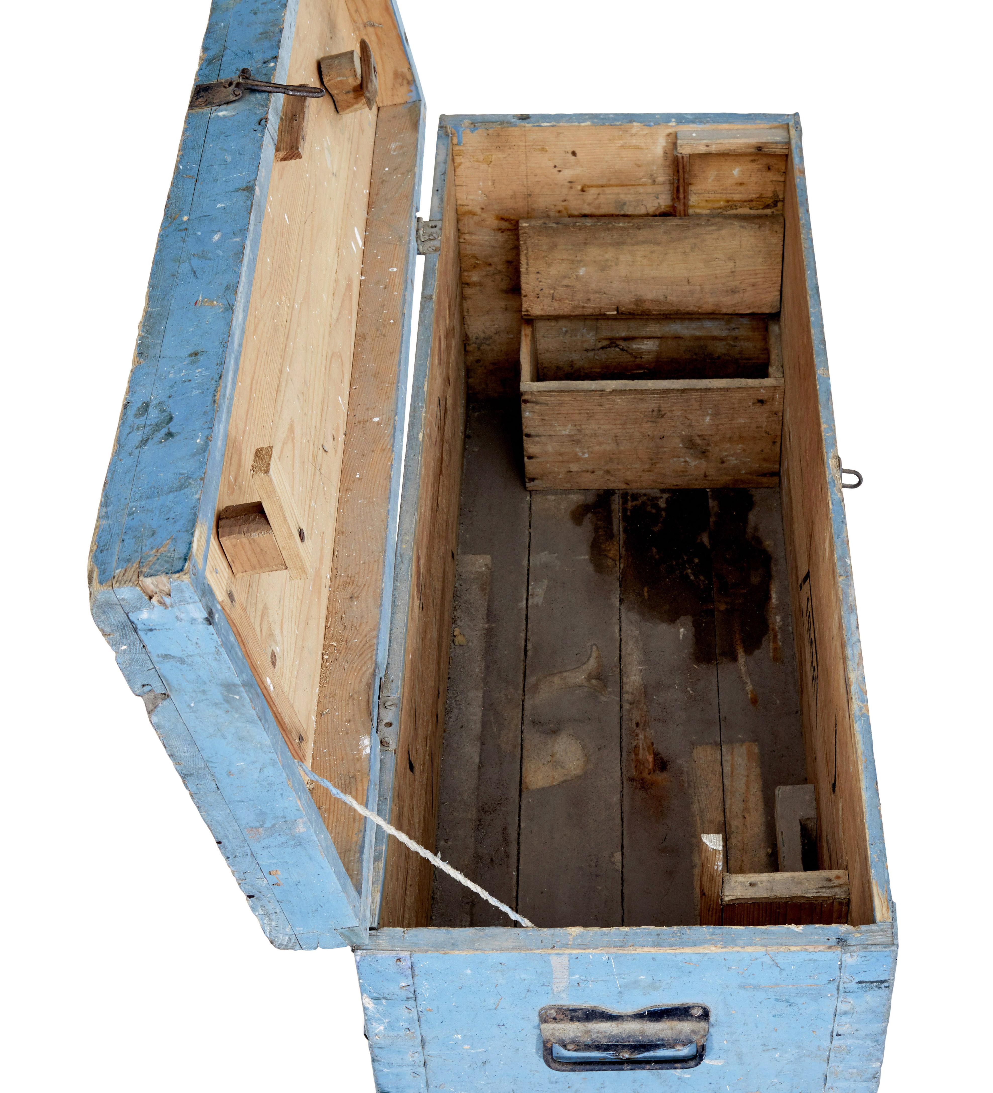 19th century Swedish painted pine tool box 1