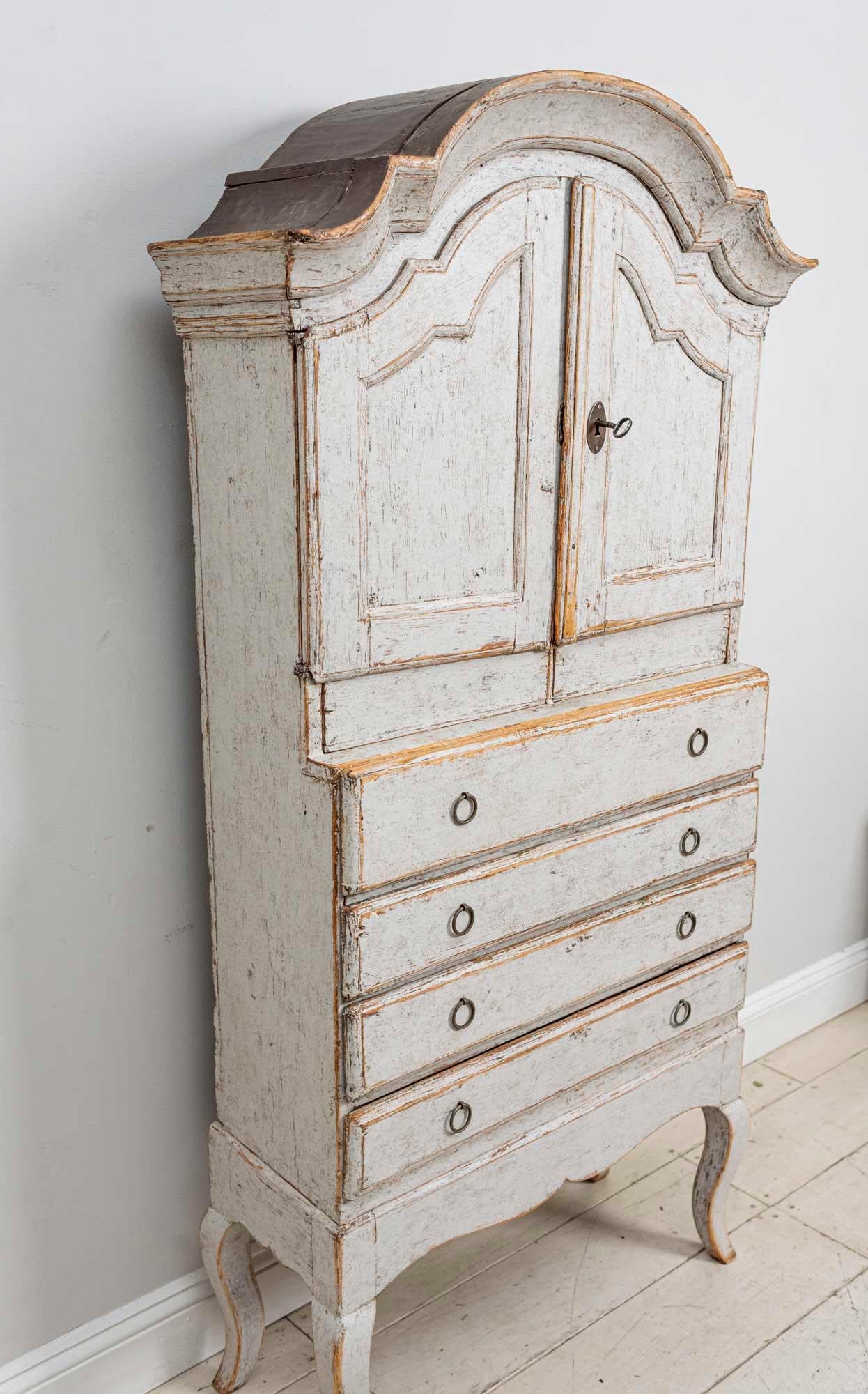 19th Century Swedish Painted Rococo Cabinet or Cupboard 4