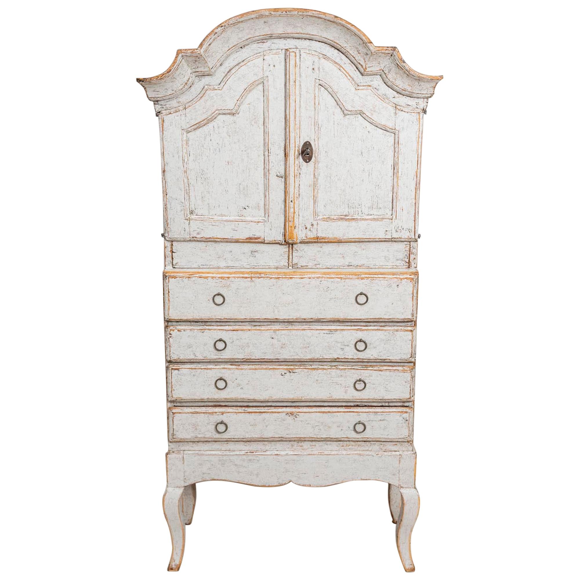 19th Century Swedish Painted Rococo Cabinet or Cupboard