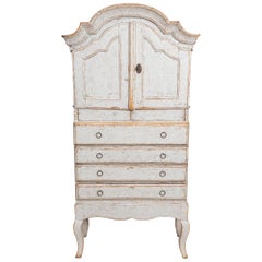 19th Century Swedish Painted Rococo Cabinet or Cupboard