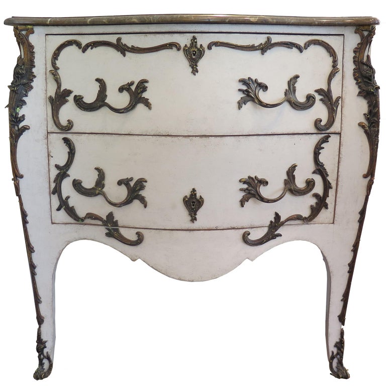 19th Century Swedish Painted Rococo Commode For Sale