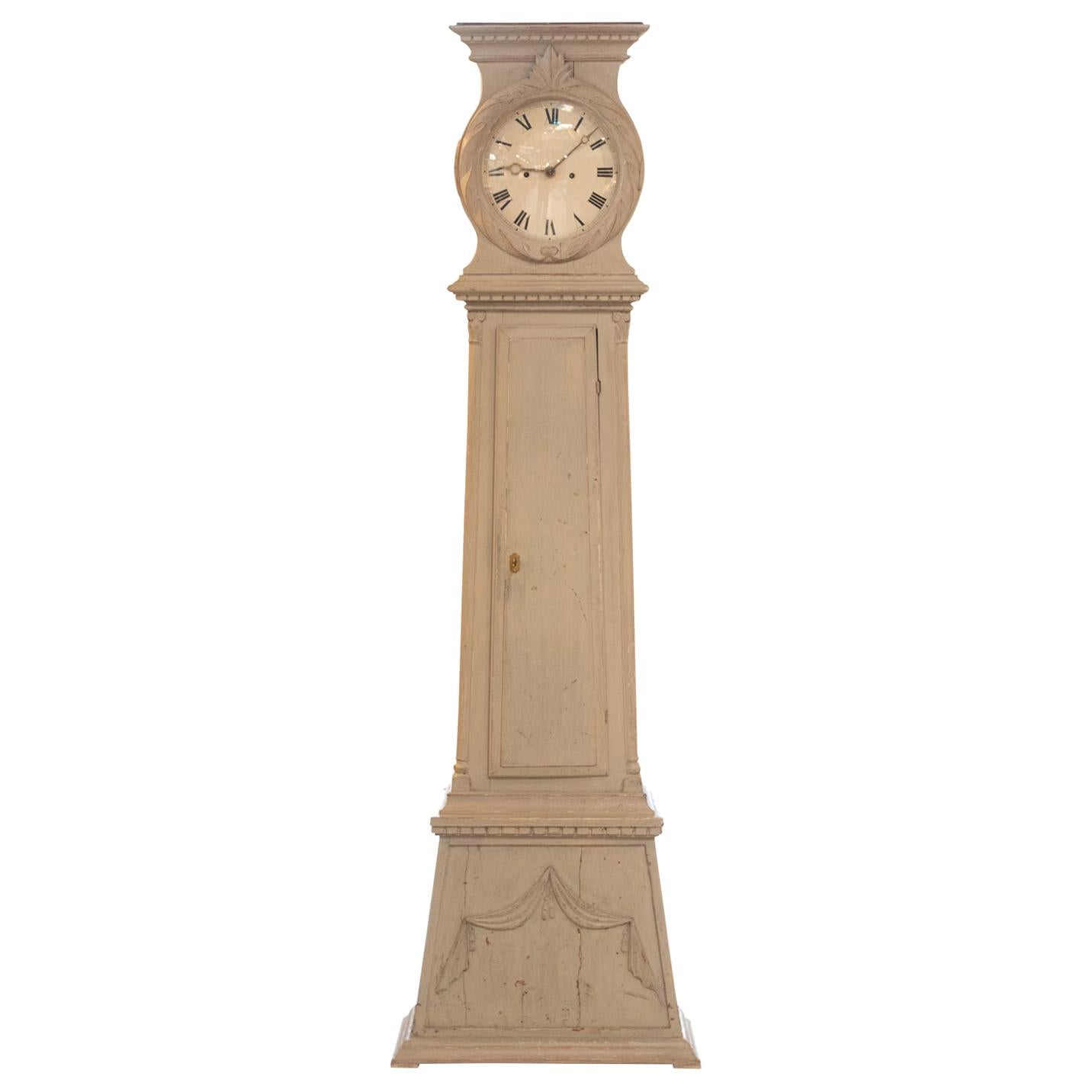 19th Century Swedish Painted Tall Case Clock