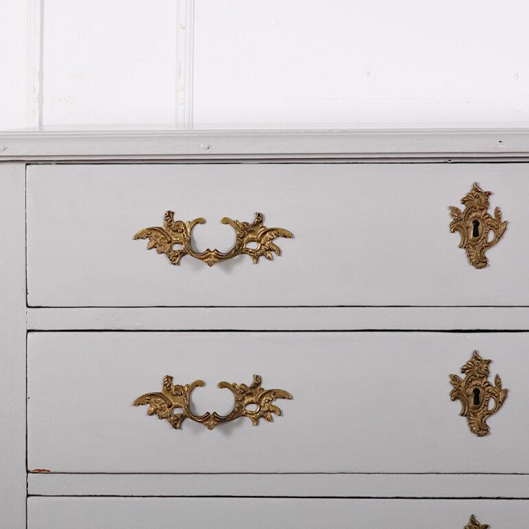 Gustavian 19th Century Swedish Painted Three Drawer Commode Chest