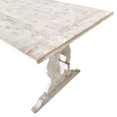 19th century Swedish Painted White Farm Table
