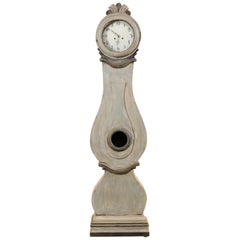 19th Century Swedish Painted Wood Grandfather Clock