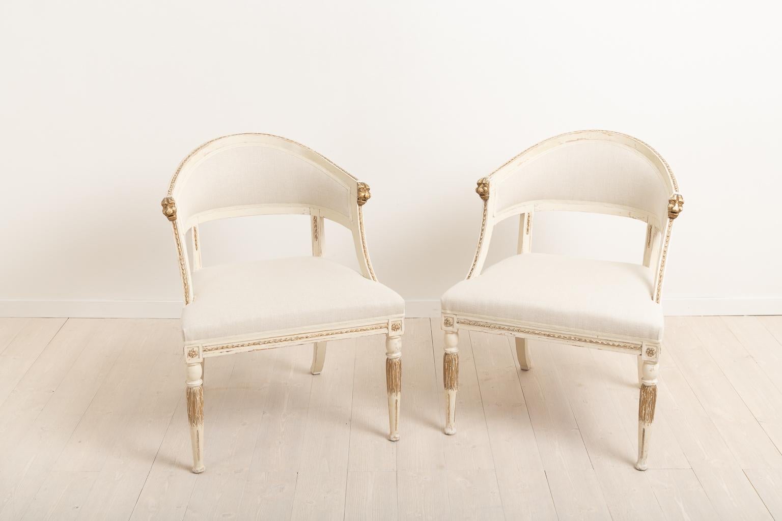 Hand-Crafted 19th Century Swedish Pair of Barrel Back Armchairs