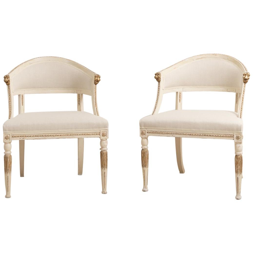 19th Century Swedish Pair of Barrel Back Armchairs