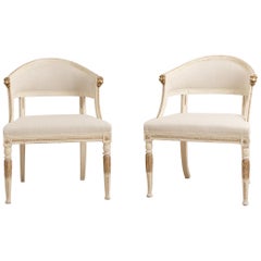 19th Century Swedish Pair of Barrel Back Armchairs