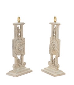 19th Century Swedish Pair of Bleached Oak Lamps
