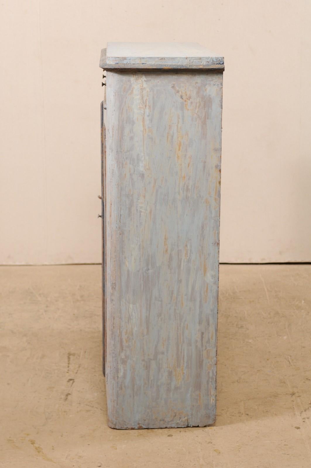 19th Century Swedish Pale Blue Wood Cabinet with Plentiful Shelving In Good Condition In Atlanta, GA