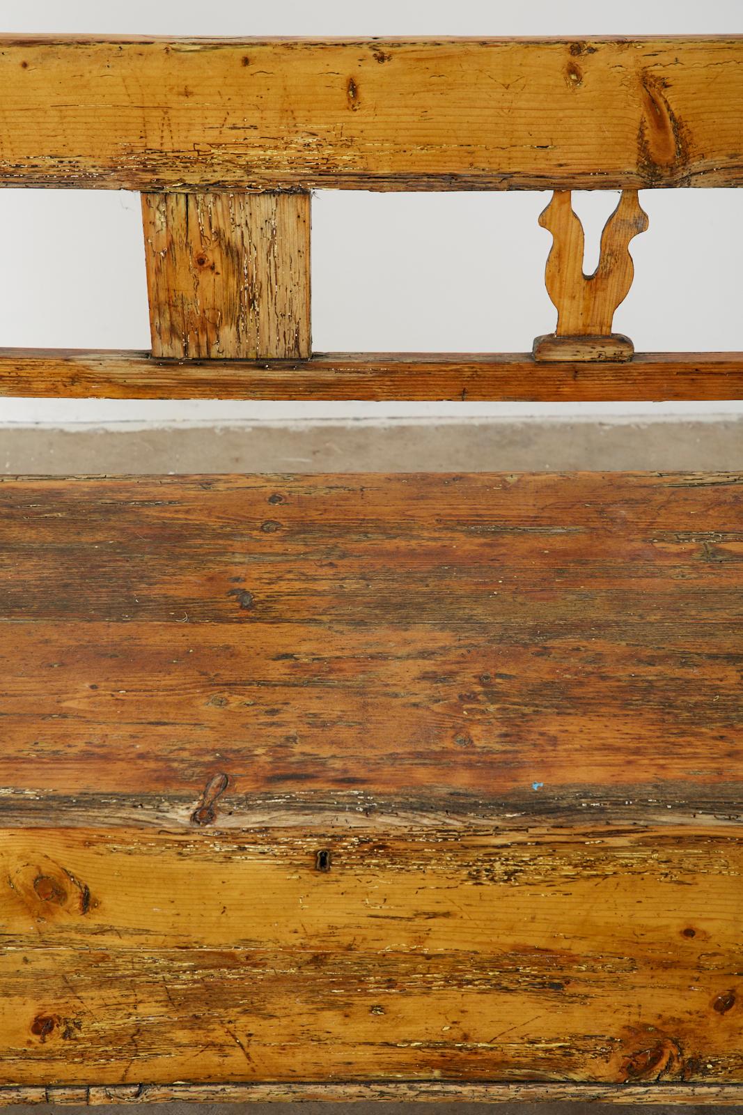 19th Century Swedish Pine Bench with Storage 5