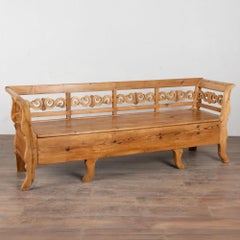 19th Century Swedish Pine Bench with Storage