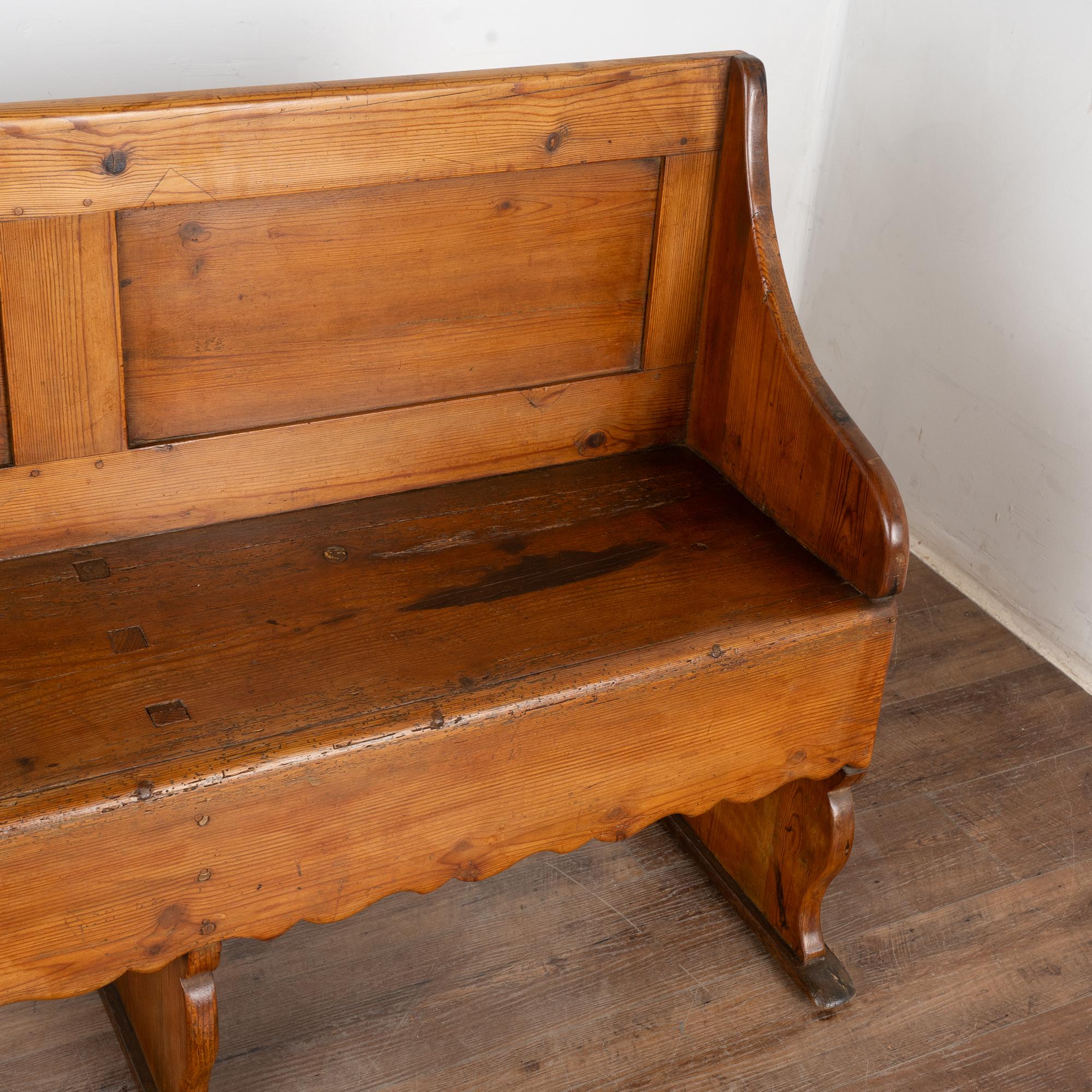 19th Century Swedish Pine Bench with Two Drawers 6
