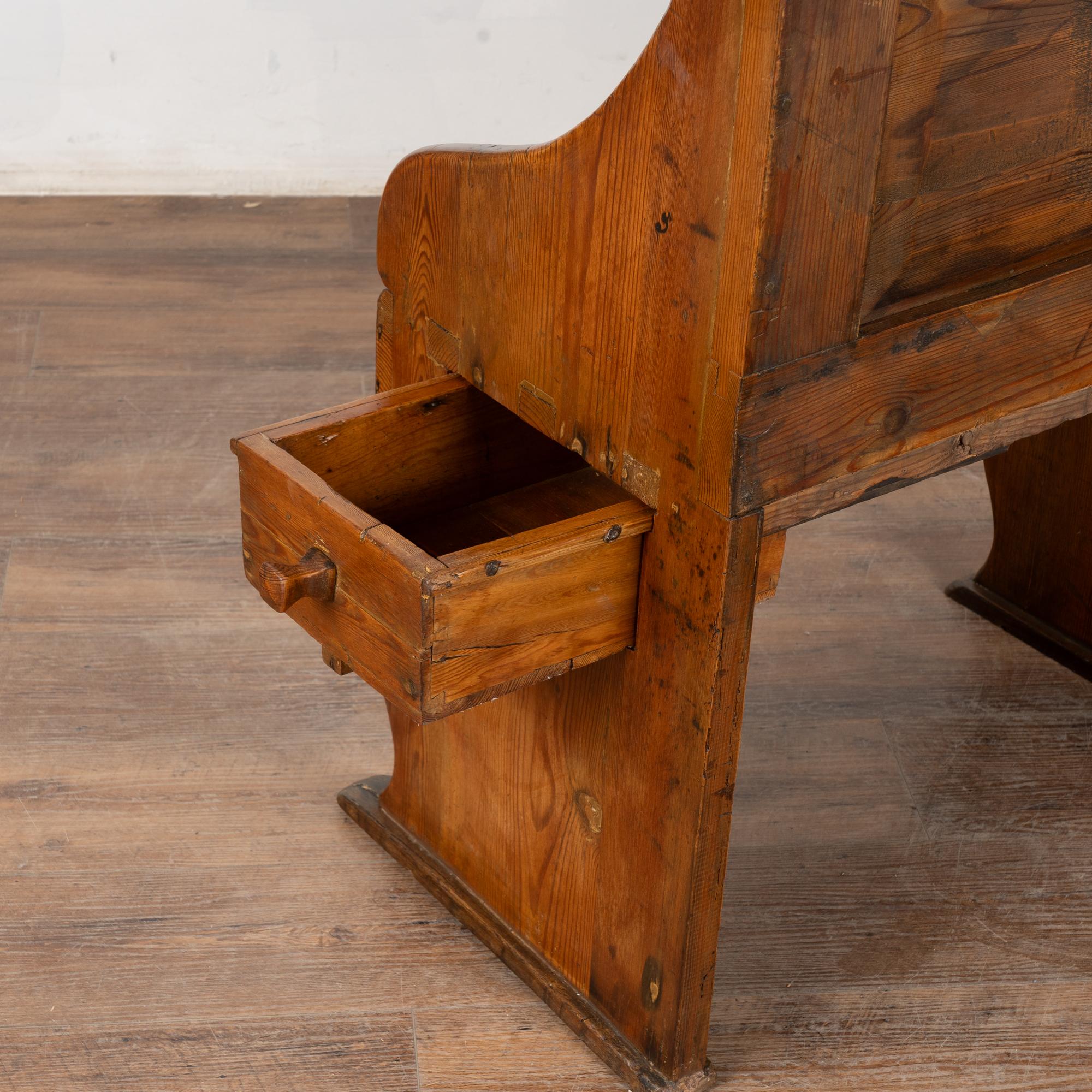 19th Century Swedish Pine Bench with Two Drawers 7