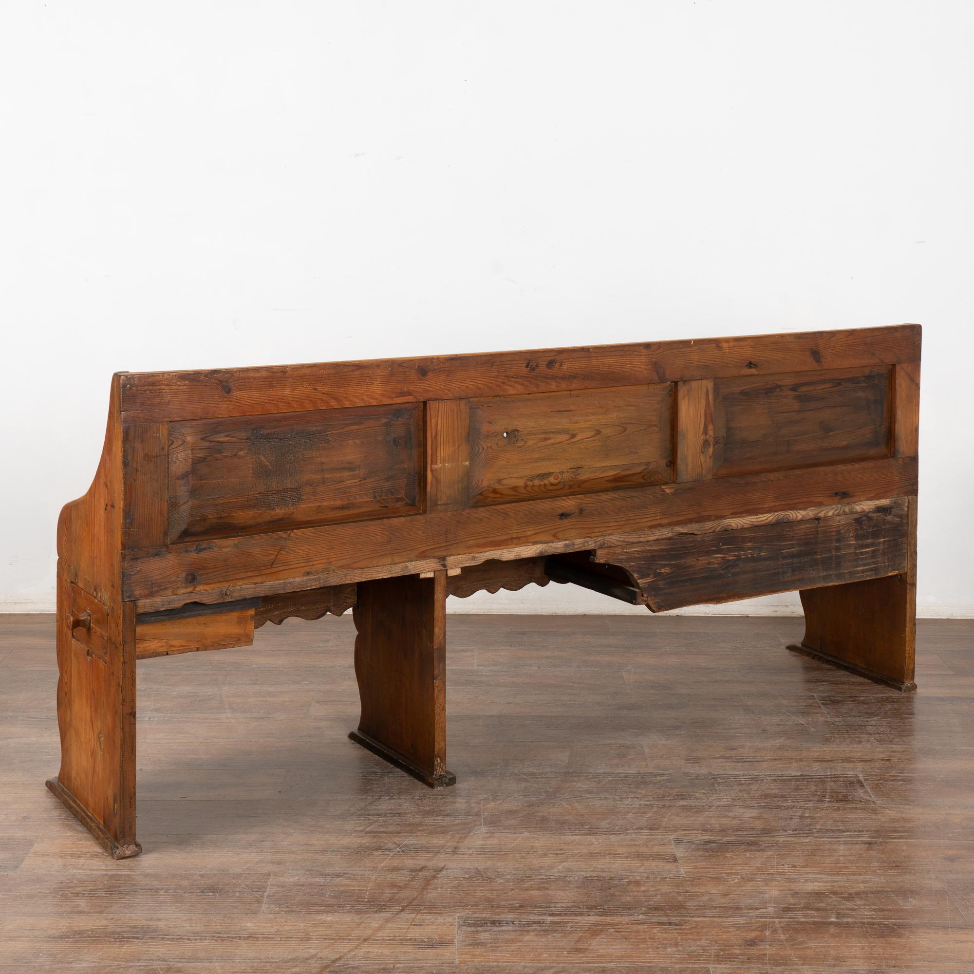 19th Century Swedish Pine Bench with Two Drawers 8