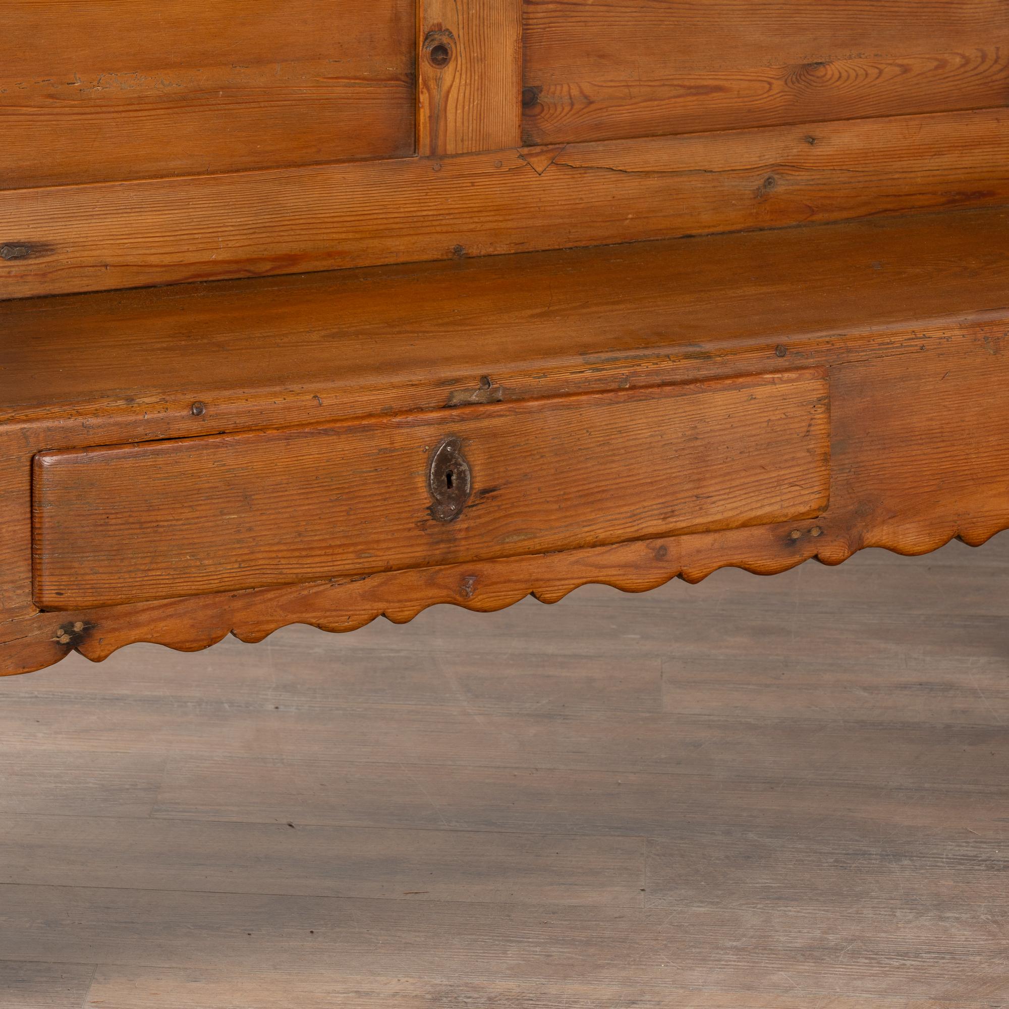 19th Century Swedish Pine Bench with Two Drawers 4