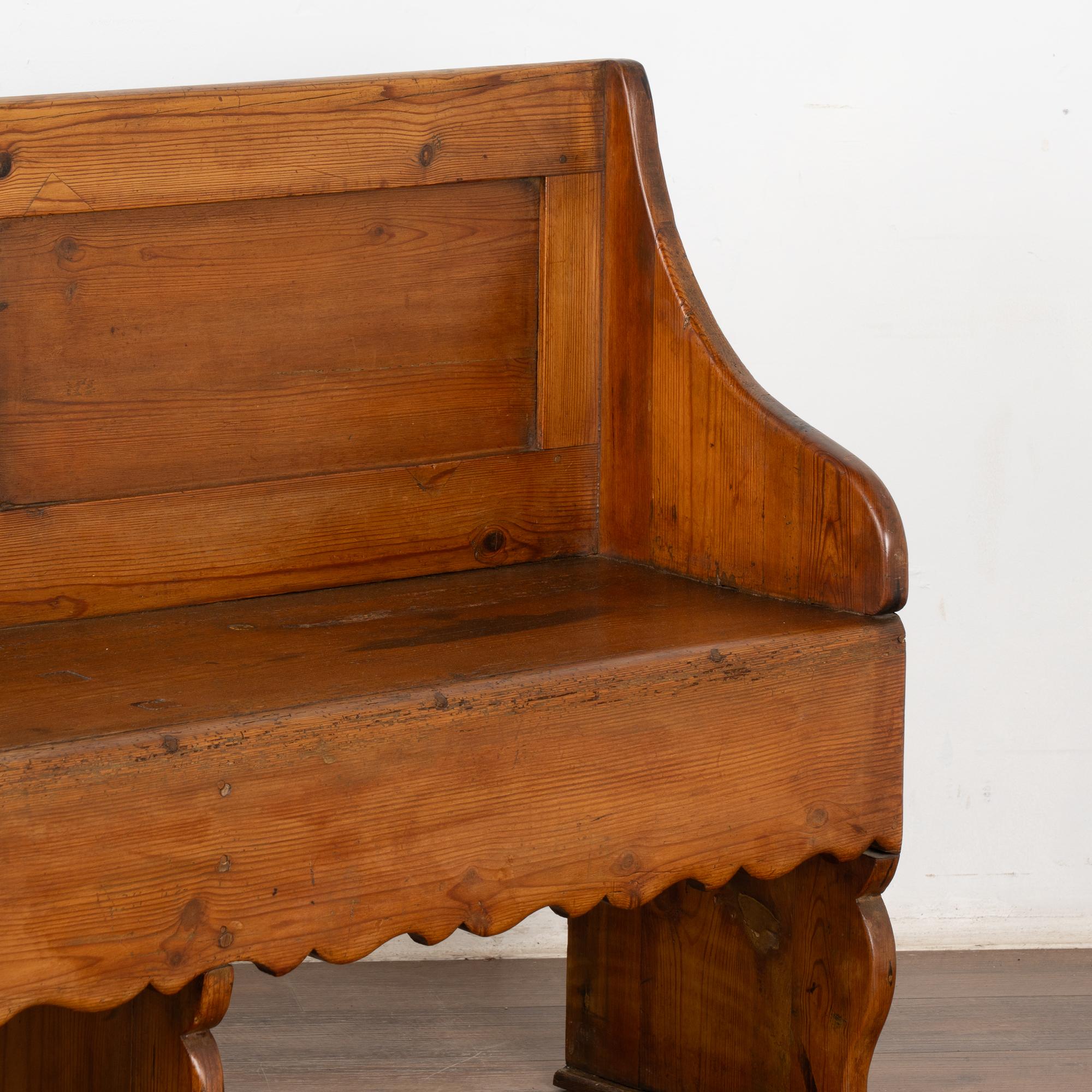 19th Century Swedish Pine Bench with Two Drawers 5