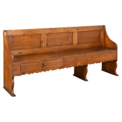 19th Century Swedish Pine Bench with Two Drawers