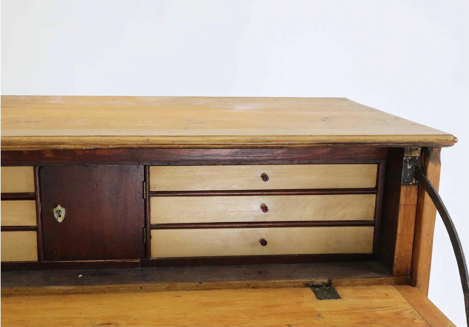 Other 19th century Swedish pine bureau with iron side handles For Sale