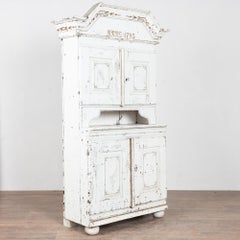 19th Century Swedish Pine Cabinet with Original White Paint