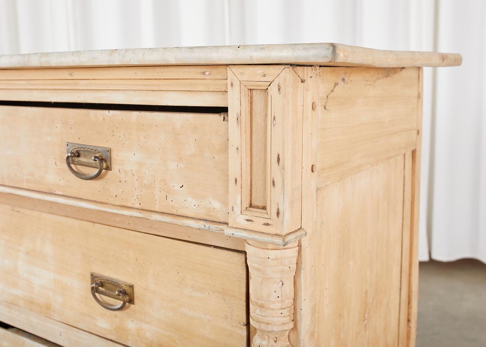 Bleached 19th Century Swedish Pine Commode Chest of Drawers