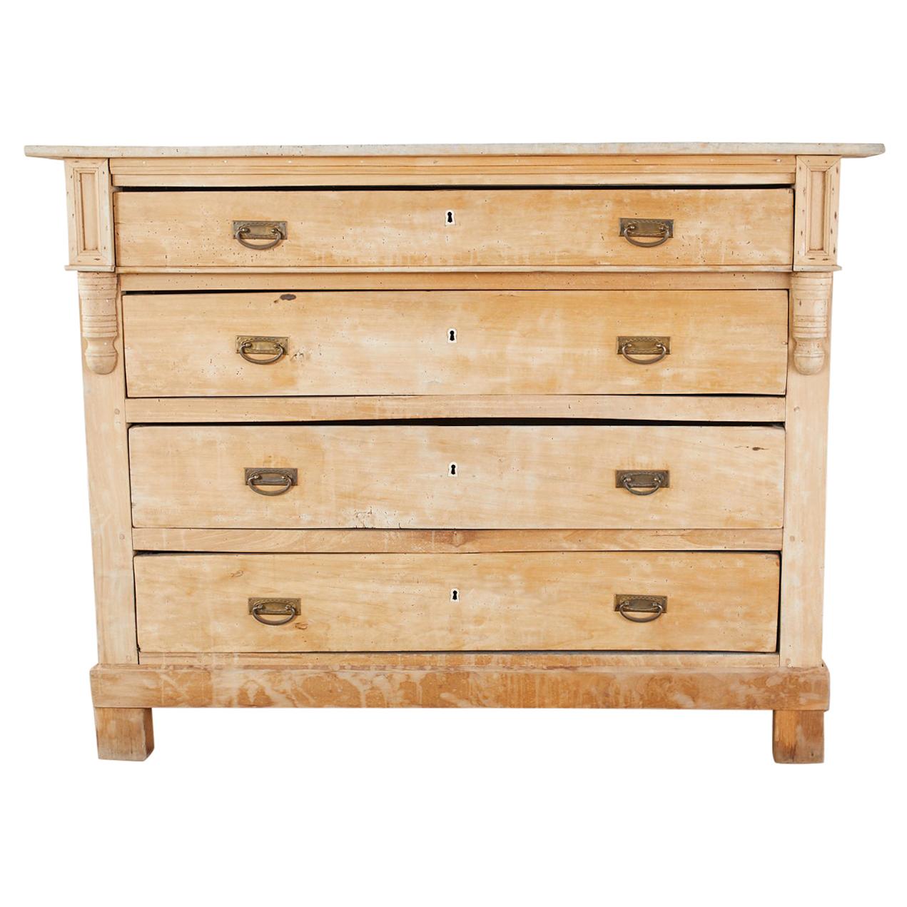 19th Century Swedish Pine Commode Chest of Drawers