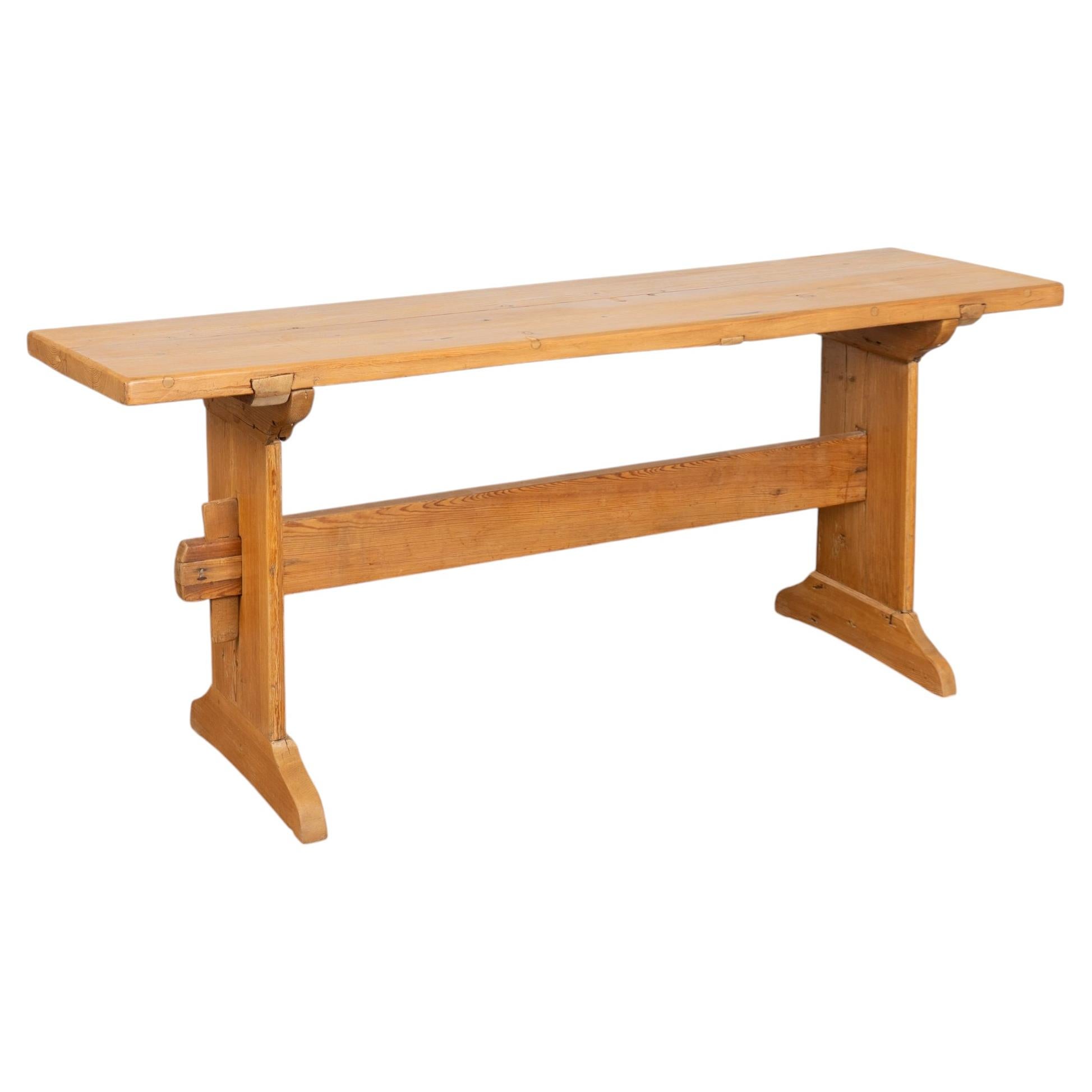 19th-Century Swedish Pine Console Table with Trestle Base