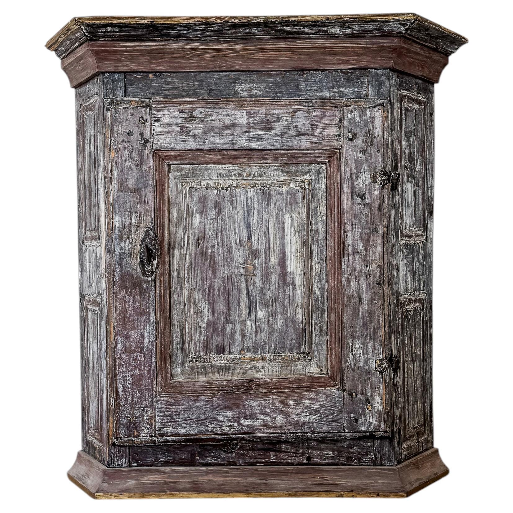 19th Century Swedish Pine Corner Cabinet, Handcrafted, Circa 1860-1880 For Sale